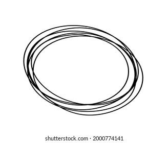 Abstract black oval as line drawing on white background. Vector