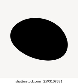 Abstract black oval shape on a white background. The oval shape is central, bold, and simple. This black oval shape is minimalistic and striking. Doodle shape vector.