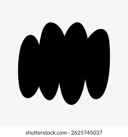 Abstract black oval shapes on a white background, creating a bold, minimalist design. Ovals overlap, forming a striking, modern abstract pattern. Doodle shape vector.
