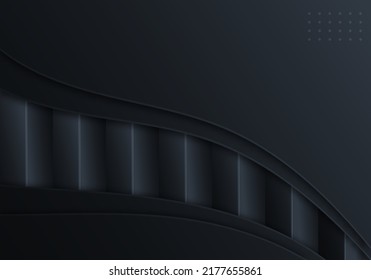 Abstract Black Overlap Layers Techno Background with Copy Space for Text