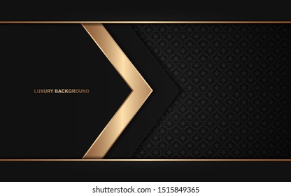 Abstract black overlapping background a combination with light golden decoration. Luxury and modern paper cover background for use frame, cover, banner, corporate, card