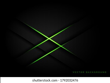 Abstract black overlapping with green light lines shadow modern futuristic technology backgruond. Vector illustration