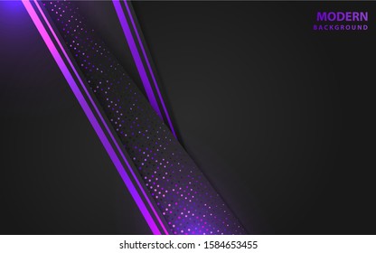 Abstract black overlapping layers background a combination with golden texture line decoration. Dark blue purple luxury premium concept vector design template for element modern cover, banner, card