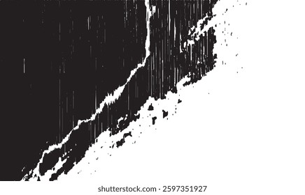Abstract Black Paint Brush Stroke on White Isolated Horizontal Background