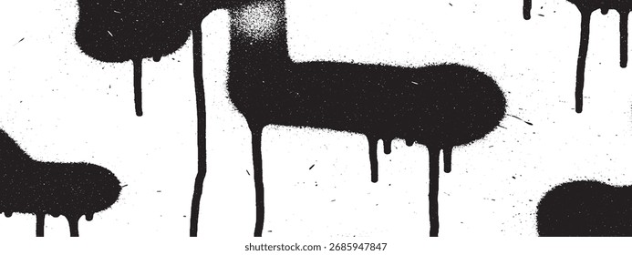 Abstract black paint drips on white background for modern design concept