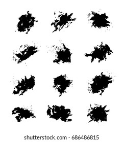 Abstract black paint set for design use. Grunge backgrounds pack. Brushes vector illustration background.