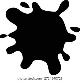 Abstract black paint splash illustration isolated on white background, bold ink blot design suitable for kids art, creativity, and color learning.
