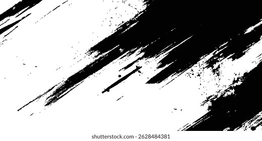 Abstract black paint splatter on white background. Stylish, grunge. Brush strokes, stain grunge isolated on white background,