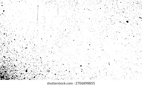 Abstract black paint splatter texture on a clean, grunge overlay effect vector