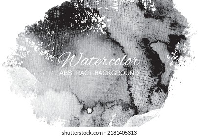 Abstract Black paint stroke texture on white paper watercolor horizontal texture rectangle background. Watercolor style texture. Delicate card. Elegant decoration. vector illustration