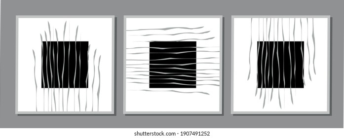 
pinturas negras abstractas con geométricas 