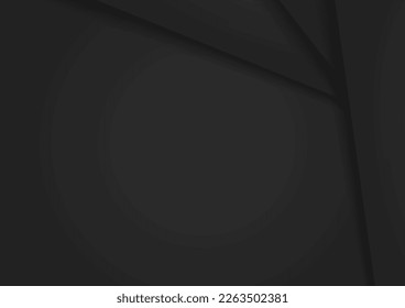 Abstract black paper background design with shadow, Black background abstract lines.