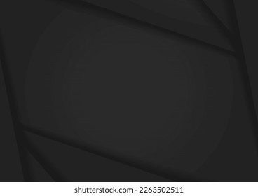 Resumen de diseño de fondo de papel negro con sombra, líneas abstractas de fondo negro.