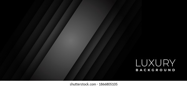 Abstract black paper background diagonal overlapping layer with shadow. You can use for template brochure design. poster, banner web, flyer, etc.  Luxury concept vector illustration.