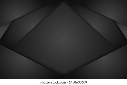 Abstract black paper glossy shape overlap texture. Elegant and modern layout concept for use element cover, banner, poster, presentation, business, advertising, corporate. Layer on space for text