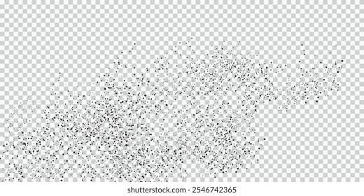 Abstract Black Particles flowing on Transparent Background