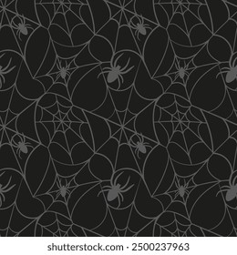 An Abstract Black Pattern Featuring Spiders and Leaves in a Stylish and Intricate Design