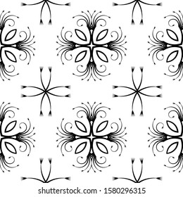 Abstract black pattern seamless on white background. Vector illustration