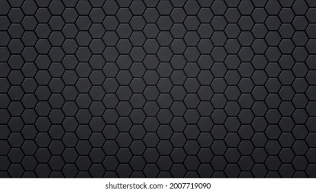Abstract black perforated background, pattern hexagons, geometrical honeycomb texture. Futuristic vector illustration.
