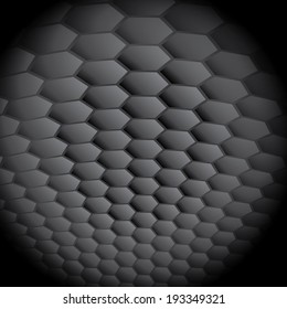 Abstract black perspective background - honeycomb pattern - chemical formulas - Universal element - Flat design - vector graphics - abstract decorative texture
