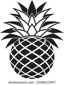 Abstract black Pineapple illustration isolated on white.
