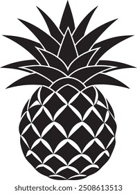 Abstract black Pineapple illustration isolated on white.