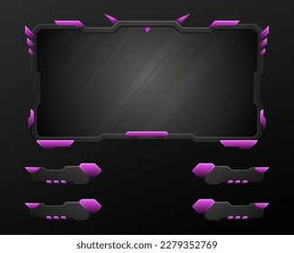 Abstract black and pink border game overlay screen panel for live video streaming and broadcasting