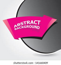 Abstract black and pink modern circle background with origami pink paper ribbon. Vector modern Speech bubble. Vector glamour pink abstract background for website or cover design.
