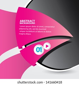 Abstract black and pink modern circle background with origami pink paper ribbon. Vector modern Speech bubble. Vector glamour pink abstract background for website or cover design.