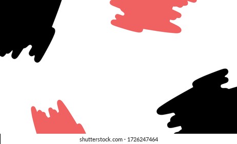 Abstract black and pink spots on white background. Vector simple design.