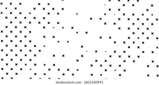 Abstract black plus-sign halftone pattern scattered on a white background, creating a minimalist dotted texture and modern graphic surface suitable for design, web layouts, print, and decorative backgrounds.