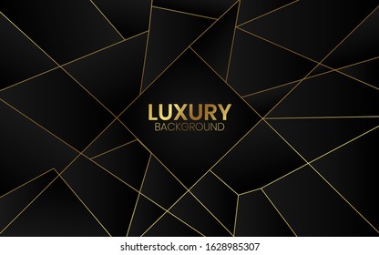 Abstract Black Polygon Artistic Geometric With Gold Line Background