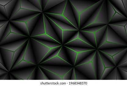 Abstract black polygon with green light line background. Modern technology innovation concept vector background