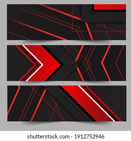 Resumen de la ilustración vectorial de fondo del diseño de tecnología futuística del polígono rojo de la luz negra.

