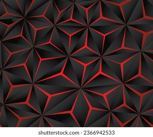 Resumen ilustración vectorial de fondo de diseño de tecnología futurista de luz roja de polígono negro.