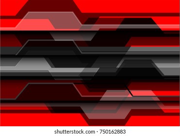 Abstract black polygon technology on red design modern futuristic background vector illustration.