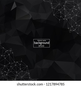 Abstract Black Polygonal Space Background with Connecting Dots and Lines.  Connection structure. Vector science background. Polygonal vector background. Futuristic HUD background.