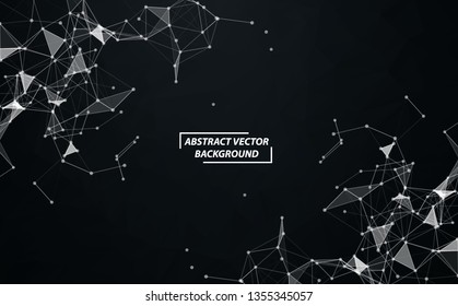 Abstract Black Polygonal Space Background with Connecting Dots and Lines.  Connection structure. Vector science background. Futuristic HUD background.