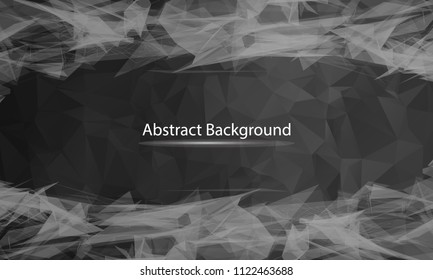 Abstract Black polygonal surface background. Low poly mesh design with connecting dot and line. Connection triangle structure. Vector geometry futuristic decoration. Greeting card.