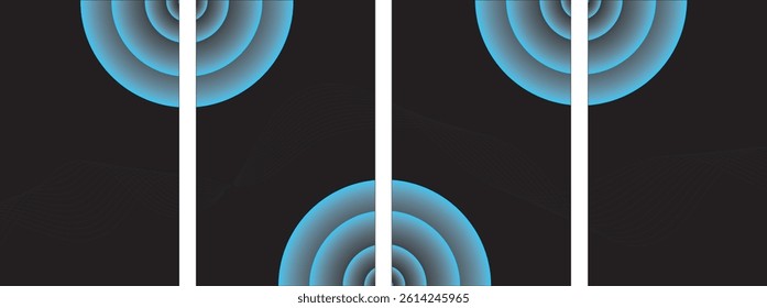 Abstract Black poster geometric background vector set. Minimalist cover template design for social media, brochure, banner, flyer, music, social media ads.