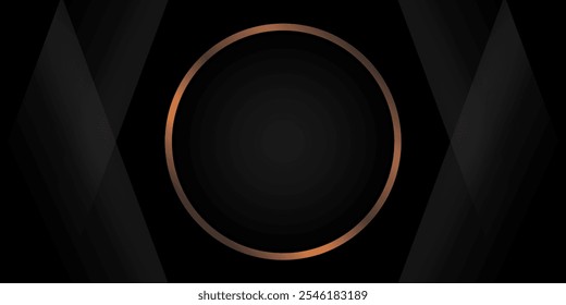 Abstract black premium background. Elegant black and copper abstract background with geometric shapes.