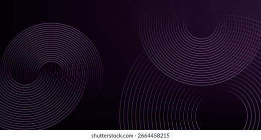 Ilustración vectorial Abstractas de la escena del lujo del concepto geométrico de la forma del círculo del fondo púrpura negro con el copia-espacio.