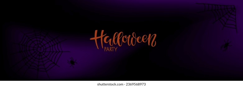 Resumen de fondo negro y morado para Halloween. El degradado púrpura desdibuja el fondo con la tela araña y las siluetas arañas. Cartel de la fiesta de Halloween. Feliz ilustración vectorial de halloween.