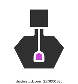 Abstract black and purple tea bag on white background