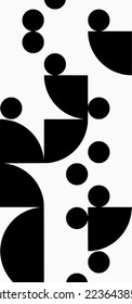 abstract black quarter, half and full circle vectors on white background