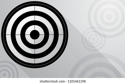 Abstract black radar, target, shooting range with line shadow on white background. Computer network connection vector illustration digital technology concept.