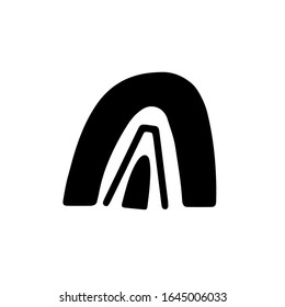 Dibujo dibujado a mano en un arco iris negro abstracto. Estilo simple de dibujo de bebé. Arte vectorial minimalista