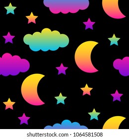 Abstract black and rainbow seamless pattern background.Modern swatch paint for birthday card, party invitation, sale wallpaper, holiday wrapping paper, fabric, bag print, t shirt, workshop advertising