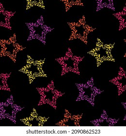 Abstract black and rainbow seamless pattern background.  Stars background. Seamless vector.