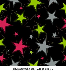 Abstract black and rainbow seamless pattern background.  Geometric shapes ornament. Repeating texture. Backdrop. Wallpaper.